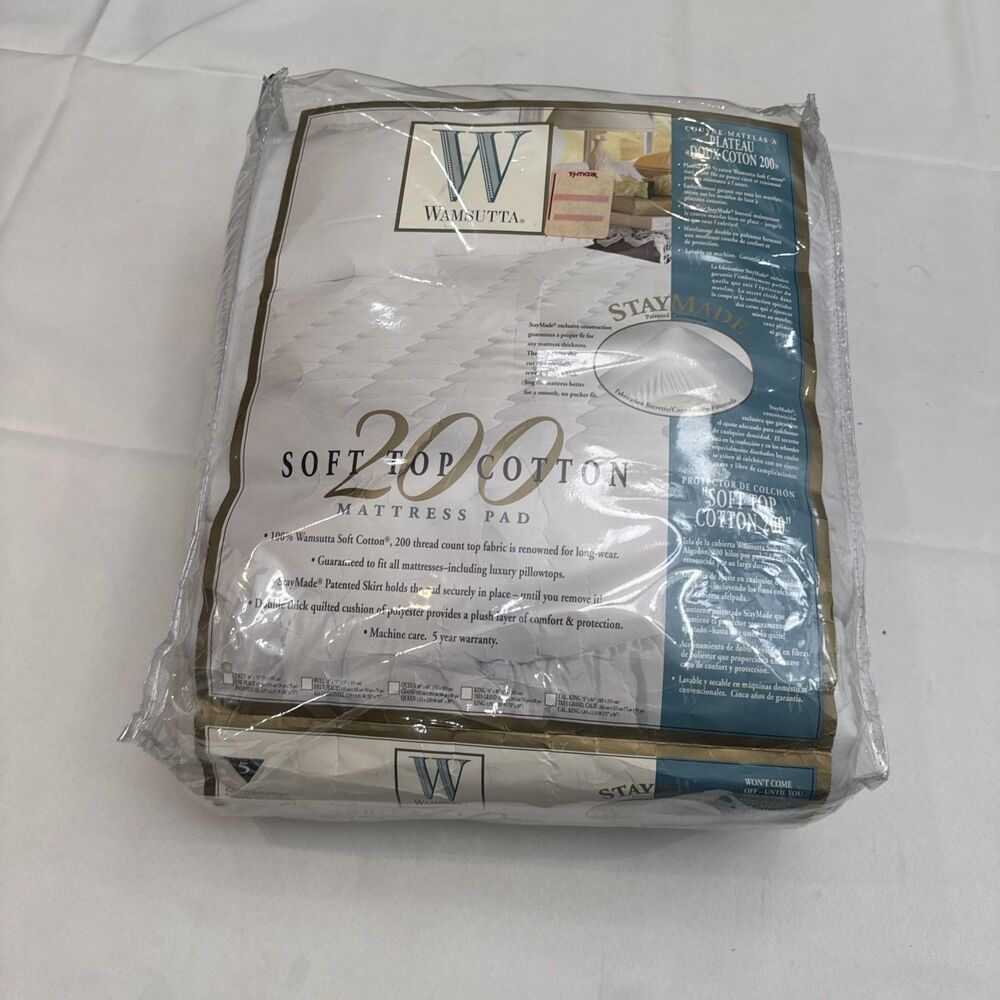 Wamsutta 100% Cotton Top Hypoallergenic Twin Mattress Pad White New In Package
